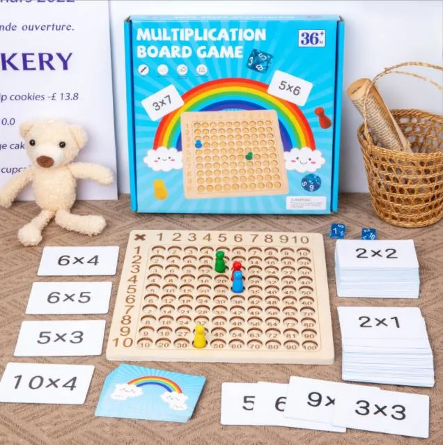 Wooden Spelling Skills Educational Toys Montessori Letters Multiplication Flash Cards Board Games